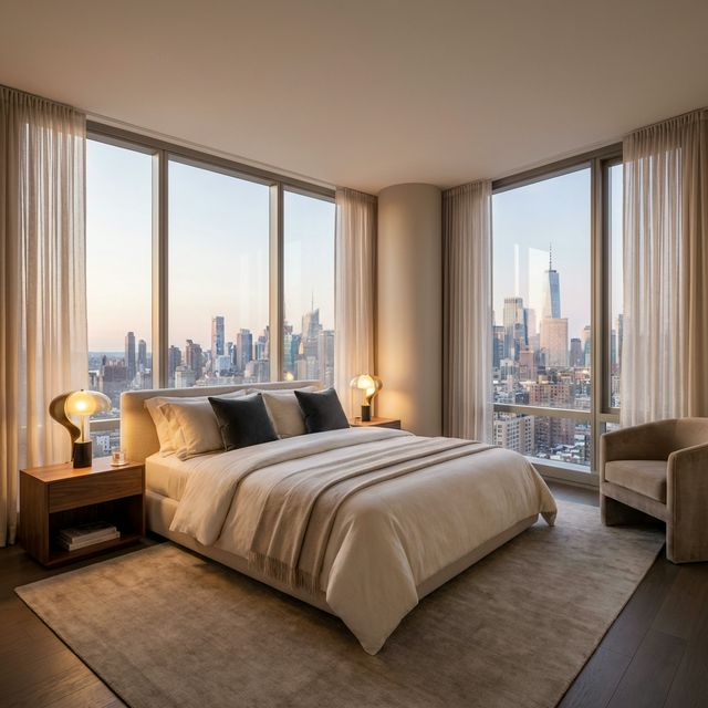 Master bedroom with skyline views