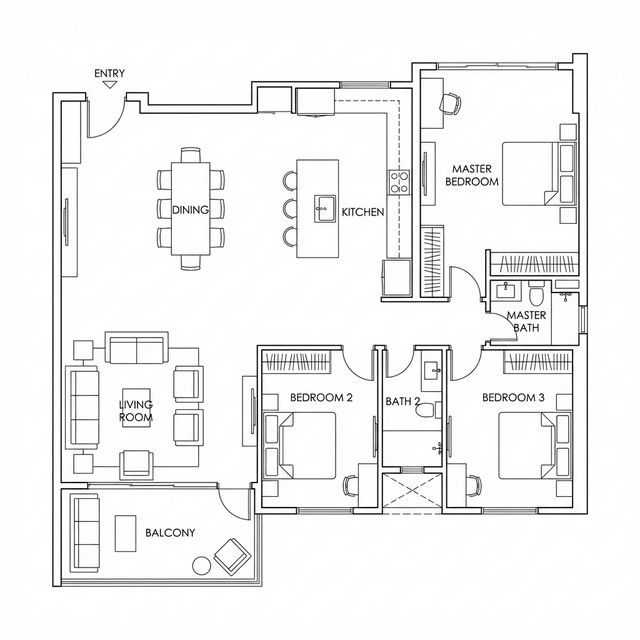 Floor plan for The Skyline Penthouse