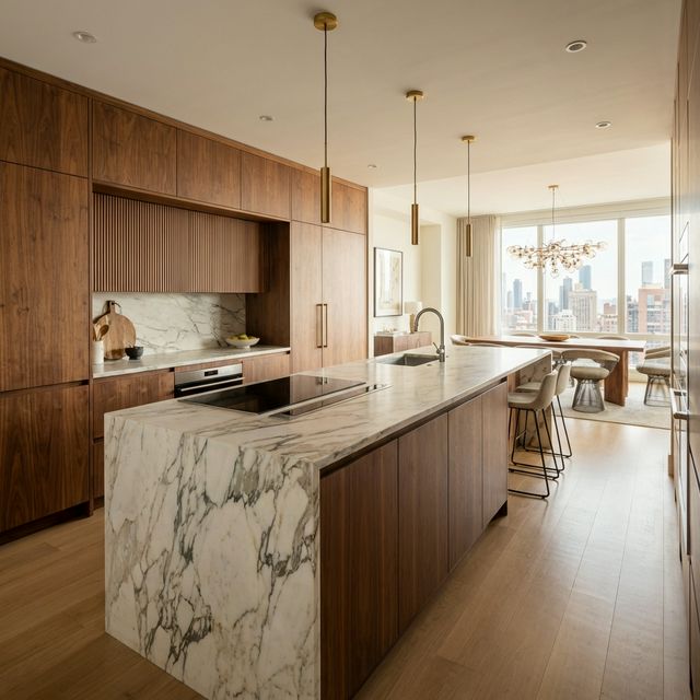 Gourmet kitchen with marble island